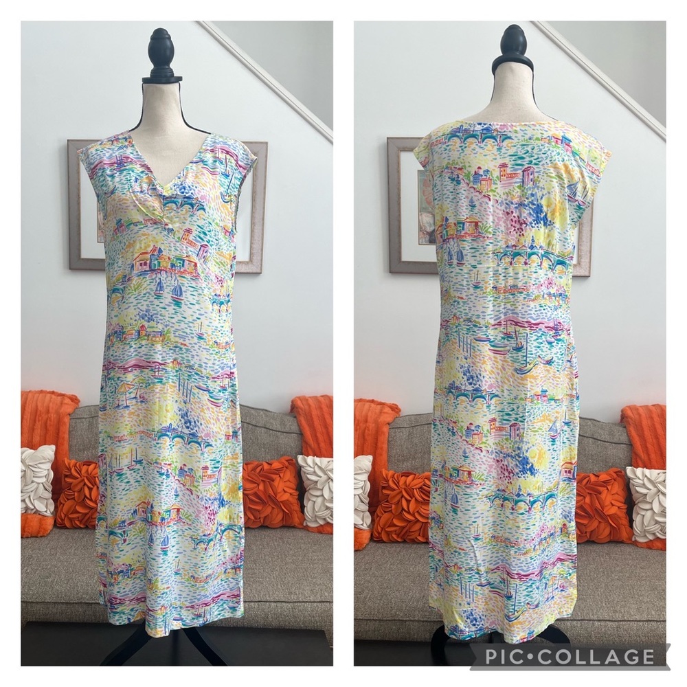 ❣️Weekend Clothes Line Colorful Beach Theme Printed Maxi/Midi Dress❣️